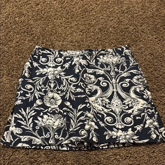 Villager White and Blue Patterned Skirt - Picture 1 of 8